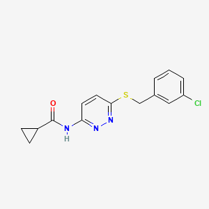 N-(6-{[(3-chlorophenyl)methyl]sulfanyl}pyridazin-3-yl)cyclopropanecarboxamide