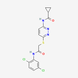 molecular formula C16H14Cl2N4O2S B6537789 N-[6-({[(2,5-dichlorophenyl)carbamoyl]methyl}sulfanyl)pyridazin-3-yl]cyclopropanecarboxamide CAS No. 1021255-33-3