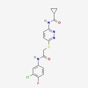 molecular formula C16H14ClFN4O2S B6537804 N-[6-({[(3-chloro-4-fluorophenyl)carbamoyl]methyl}sulfanyl)pyridazin-3-yl]cyclopropanecarboxamide CAS No. 1021214-00-5