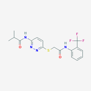 molecular formula C17H17F3N4O2S B6537845 2-methyl-N-{6-[({[2-(trifluoromethyl)phenyl]carbamoyl}methyl)sulfanyl]pyridazin-3-yl}propanamide CAS No. 1021214-21-0