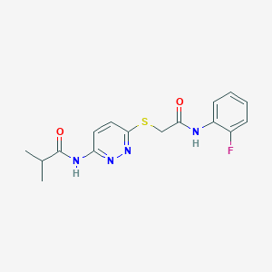 molecular formula C16H17FN4O2S B6537879 N-[6-({[(2-fluorophenyl)carbamoyl]methyl}sulfanyl)pyridazin-3-yl]-2-methylpropanamide CAS No. 1021214-29-8