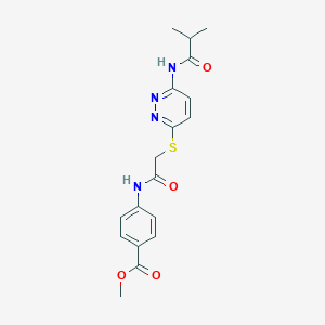 molecular formula C18H20N4O4S B6537889 methyl 4-(2-{[6-(2-methylpropanamido)pyridazin-3-yl]sulfanyl}acetamido)benzoate CAS No. 1021255-63-9