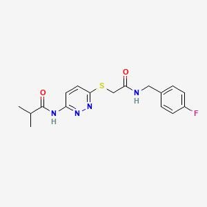 molecular formula C17H19FN4O2S B6537900 N-{6-[({[(4-fluorophenyl)methyl]carbamoyl}methyl)sulfanyl]pyridazin-3-yl}-2-methylpropanamide CAS No. 1021214-33-4