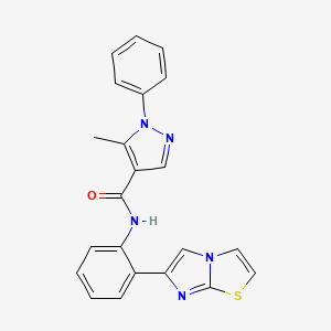 molecular formula C22H17N5OS B6537914 N-(2-{imidazo[2,1-b][1,3]thiazol-6-yl}phenyl)-5-methyl-1-phenyl-1H-pyrazole-4-carboxamide CAS No. 1706283-73-9