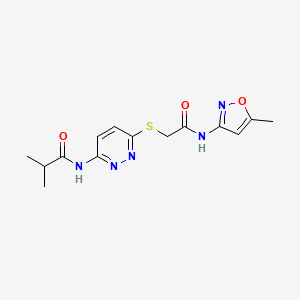 molecular formula C14H17N5O3S B6537941 2-methyl-N-[6-({[(5-methyl-1,2-oxazol-3-yl)carbamoyl]methyl}sulfanyl)pyridazin-3-yl]propanamide CAS No. 1021255-82-2