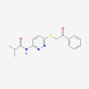 molecular formula C16H17N3O2S B6537972 2-methyl-N-{6-[(2-oxo-2-phenylethyl)sulfanyl]pyridazin-3-yl}propanamide CAS No. 1021214-52-7