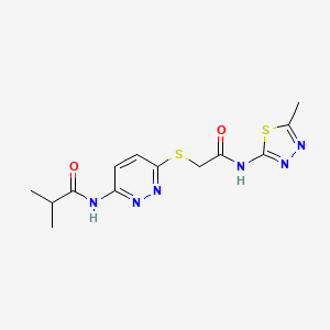 molecular formula C13H16N6O2S2 B6537977 2-methyl-N-[6-({[(5-methyl-1,3,4-thiadiazol-2-yl)carbamoyl]methyl}sulfanyl)pyridazin-3-yl]propanamide CAS No. 1021214-49-2