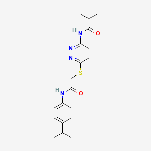 molecular formula C19H24N4O2S B6537996 2-methyl-N-{6-[({[4-(propan-2-yl)phenyl]carbamoyl}methyl)sulfanyl]pyridazin-3-yl}propanamide CAS No. 1021255-98-0