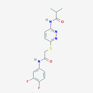 molecular formula C16H16F2N4O2S B6538003 N-[6-({[(3,4-difluorophenyl)carbamoyl]methyl}sulfanyl)pyridazin-3-yl]-2-methylpropanamide CAS No. 1021256-00-7