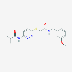 molecular formula C18H22N4O3S B6538019 N-{6-[({[(3-methoxyphenyl)methyl]carbamoyl}methyl)sulfanyl]pyridazin-3-yl}-2-methylpropanamide CAS No. 1021256-02-9