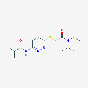 molecular formula C16H26N4O2S B6538032 N-[6-({[bis(propan-2-yl)carbamoyl]methyl}sulfanyl)pyridazin-3-yl]-2-methylpropanamide CAS No. 1021256-11-0
