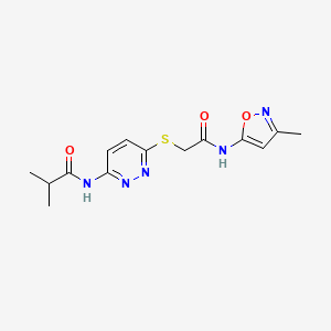 molecular formula C14H17N5O3S B6538043 2-methyl-N-[6-({[(3-methyl-1,2-oxazol-5-yl)carbamoyl]methyl}sulfanyl)pyridazin-3-yl]propanamide CAS No. 1021214-68-5