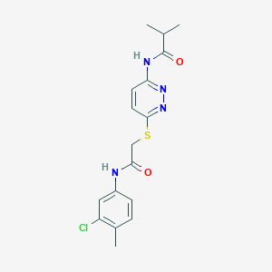 molecular formula C17H19ClN4O2S B6538053 N-[6-({[(3-chloro-4-methylphenyl)carbamoyl]methyl}sulfanyl)pyridazin-3-yl]-2-methylpropanamide CAS No. 1021256-17-6