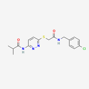 molecular formula C17H19ClN4O2S B6538054 N-{6-[({[(4-chlorophenyl)methyl]carbamoyl}methyl)sulfanyl]pyridazin-3-yl}-2-methylpropanamide CAS No. 1021214-76-5