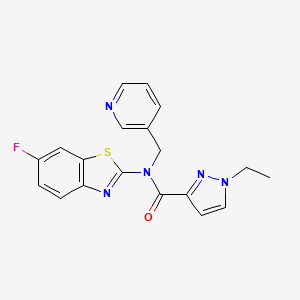 molecular formula C19H16FN5OS B6538088 1-ethyl-N-(6-fluoro-1,3-benzothiazol-2-yl)-N-[(pyridin-3-yl)methyl]-1H-pyrazole-3-carboxamide CAS No. 1170499-20-3