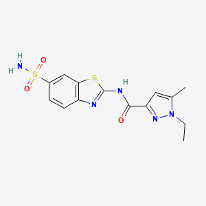 molecular formula C14H15N5O3S2 B6538120 1-ethyl-5-methyl-N-(6-sulfamoyl-1,3-benzothiazol-2-yl)-1H-pyrazole-3-carboxamide CAS No. 1172868-18-6