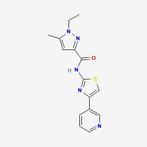 molecular formula C15H15N5OS B6538145 1-ethyl-5-methyl-N-[4-(pyridin-3-yl)-1,3-thiazol-2-yl]-1H-pyrazole-3-carboxamide CAS No. 1171368-63-0