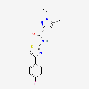 molecular formula C16H15FN4OS B6538146 1-ethyl-N-[4-(4-fluorophenyl)-1,3-thiazol-2-yl]-5-methyl-1H-pyrazole-3-carboxamide CAS No. 1172703-46-6