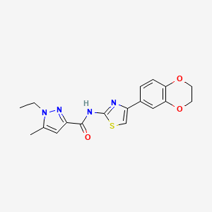 molecular formula C18H18N4O3S B6538147 N-[4-(2,3-dihydro-1,4-benzodioxin-6-yl)-1,3-thiazol-2-yl]-1-ethyl-5-methyl-1H-pyrazole-3-carboxamide CAS No. 1170099-78-1