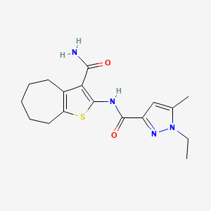 molecular formula C17H22N4O2S B6538151 N-{3-carbamoyl-4H,5H,6H,7H,8H-cyclohepta[b]thiophen-2-yl}-1-ethyl-5-methyl-1H-pyrazole-3-carboxamide CAS No. 1171000-60-4
