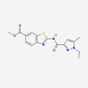 molecular formula C16H16N4O3S B6538166 methyl 2-(1-ethyl-5-methyl-1H-pyrazole-3-amido)-1,3-benzothiazole-6-carboxylate CAS No. 1171989-19-7