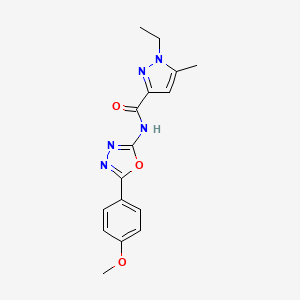 molecular formula C16H17N5O3 B6538176 1-ethyl-N-[5-(4-methoxyphenyl)-1,3,4-oxadiazol-2-yl]-5-methyl-1H-pyrazole-3-carboxamide CAS No. 1172269-69-0