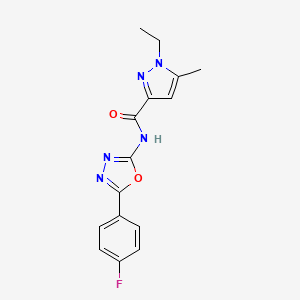 molecular formula C15H14FN5O2 B6538181 1-ethyl-N-[5-(4-fluorophenyl)-1,3,4-oxadiazol-2-yl]-5-methyl-1H-pyrazole-3-carboxamide CAS No. 1171440-69-9
