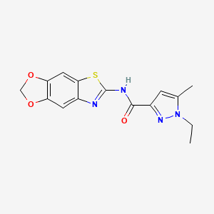 molecular formula C15H14N4O3S B6538189 N-{4,6-dioxa-10-thia-12-azatricyclo[7.3.0.0^{3,7}]dodeca-1(9),2,7,11-tetraen-11-yl}-1-ethyl-5-methyl-1H-pyrazole-3-carboxamide CAS No. 1171579-98-8