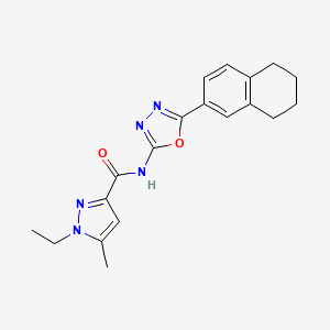 molecular formula C19H21N5O2 B6538190 1-ethyl-5-methyl-N-[5-(5,6,7,8-tetrahydronaphthalen-2-yl)-1,3,4-oxadiazol-2-yl]-1H-pyrazole-3-carboxamide CAS No. 1172723-17-9