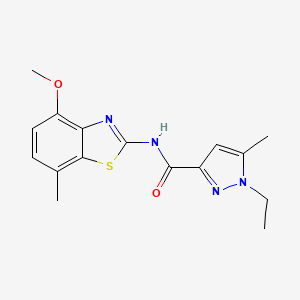 molecular formula C16H18N4O2S B6538195 1-ethyl-N-(4-methoxy-7-methyl-1,3-benzothiazol-2-yl)-5-methyl-1H-pyrazole-3-carboxamide CAS No. 1171664-61-1