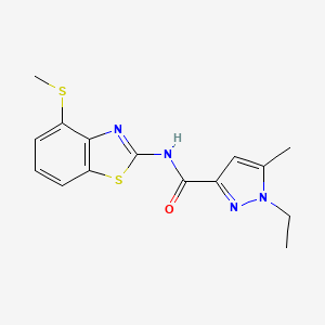 molecular formula C15H16N4OS2 B6538210 1-ethyl-5-methyl-N-[4-(methylsulfanyl)-1,3-benzothiazol-2-yl]-1H-pyrazole-3-carboxamide CAS No. 1171321-00-8