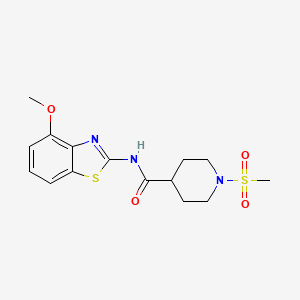 molecular formula C15H19N3O4S2 B6538249 1-methanesulfonyl-N-(4-methoxy-1,3-benzothiazol-2-yl)piperidine-4-carboxamide CAS No. 1021214-80-1