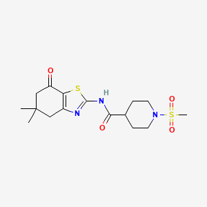 molecular formula C16H23N3O4S2 B6538255 N-(5,5-dimethyl-7-oxo-4,5,6,7-tetrahydro-1,3-benzothiazol-2-yl)-1-methanesulfonylpiperidine-4-carboxamide CAS No. 1021265-64-4