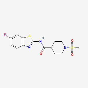 molecular formula C14H16FN3O3S2 B6538262 N-(6-fluoro-1,3-benzothiazol-2-yl)-1-methanesulfonylpiperidine-4-carboxamide CAS No. 1058506-87-8