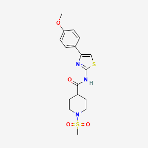 molecular formula C17H21N3O4S2 B6538273 1-methanesulfonyl-N-[4-(4-methoxyphenyl)-1,3-thiazol-2-yl]piperidine-4-carboxamide CAS No. 1021214-91-4