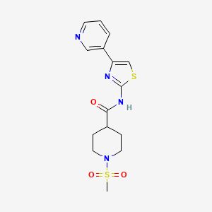 molecular formula C15H18N4O3S2 B6538280 1-methanesulfonyl-N-[4-(pyridin-3-yl)-1,3-thiazol-2-yl]piperidine-4-carboxamide CAS No. 1021214-93-6