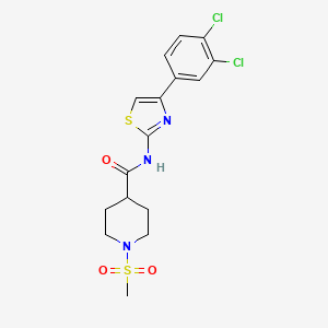 molecular formula C16H17Cl2N3O3S2 B6538281 N-[4-(3,4-dichlorophenyl)-1,3-thiazol-2-yl]-1-methanesulfonylpiperidine-4-carboxamide CAS No. 1021265-71-3