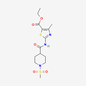 molecular formula C14H21N3O5S2 B6538288 ethyl 2-(1-methanesulfonylpiperidine-4-amido)-4-methyl-1,3-thiazole-5-carboxylate CAS No. 1021214-95-8