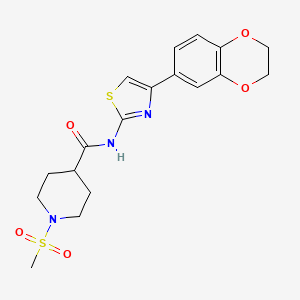 molecular formula C18H21N3O5S2 B6538300 N-[4-(2,3-dihydro-1,4-benzodioxin-6-yl)-1,3-thiazol-2-yl]-1-methanesulfonylpiperidine-4-carboxamide CAS No. 1021214-97-0