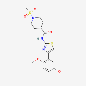 molecular formula C18H23N3O5S2 B6538336 N-[4-(2,5-dimethoxyphenyl)-1,3-thiazol-2-yl]-1-methanesulfonylpiperidine-4-carboxamide CAS No. 1021265-78-0