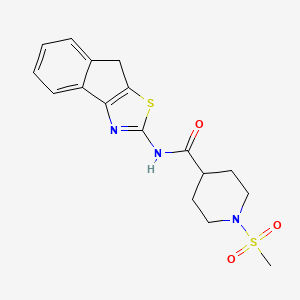 molecular formula C17H19N3O3S2 B6538349 N-{8H-indeno[1,2-d][1,3]thiazol-2-yl}-1-methanesulfonylpiperidine-4-carboxamide CAS No. 1021215-10-0
