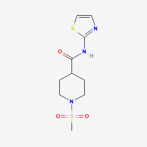 molecular formula C10H15N3O3S2 B6538363 1-methanesulfonyl-N-(1,3-thiazol-2-yl)piperidine-4-carboxamide CAS No. 1021265-84-8