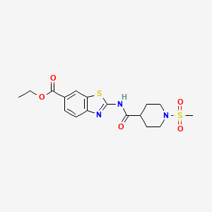 molecular formula C17H21N3O5S2 B6538365 ethyl 2-(1-methanesulfonylpiperidine-4-amido)-1,3-benzothiazole-6-carboxylate CAS No. 1021215-14-4