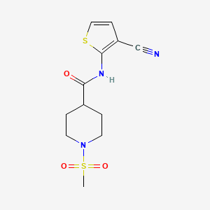 molecular formula C12H15N3O3S2 B6538369 N-(3-cyanothiophen-2-yl)-1-methanesulfonylpiperidine-4-carboxamide CAS No. 1058210-54-0