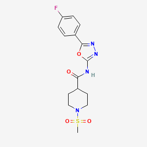 molecular formula C15H17FN4O4S B6538375 N-[5-(4-fluorophenyl)-1,3,4-oxadiazol-2-yl]-1-methanesulfonylpiperidine-4-carboxamide CAS No. 1021265-90-6