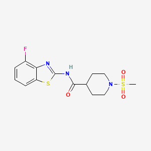 molecular formula C14H16FN3O3S2 B6538376 N-(4-fluoro-1,3-benzothiazol-2-yl)-1-methanesulfonylpiperidine-4-carboxamide CAS No. 1021265-93-9