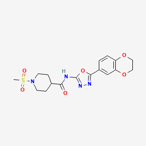 molecular formula C17H20N4O6S B6538392 N-[5-(2,3-dihydro-1,4-benzodioxin-6-yl)-1,3,4-oxadiazol-2-yl]-1-methanesulfonylpiperidine-4-carboxamide CAS No. 1021215-20-2