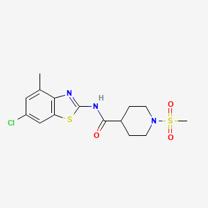 molecular formula C15H18ClN3O3S2 B6538398 N-(6-chloro-4-methyl-1,3-benzothiazol-2-yl)-1-methanesulfonylpiperidine-4-carboxamide CAS No. 1021265-97-3
