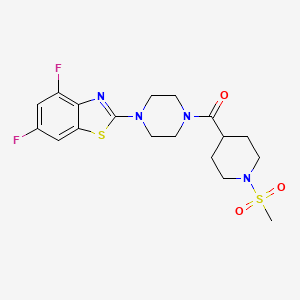 molecular formula C18H22F2N4O3S2 B6538414 4,6-difluoro-2-[4-(1-methanesulfonylpiperidine-4-carbonyl)piperazin-1-yl]-1,3-benzothiazole CAS No. 1040642-23-6