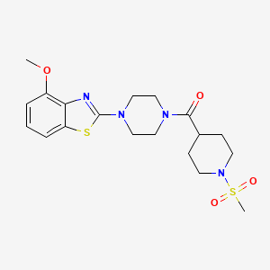 molecular formula C19H26N4O4S2 B6538422 2-[4-(1-methanesulfonylpiperidine-4-carbonyl)piperazin-1-yl]-4-methoxy-1,3-benzothiazole CAS No. 1021215-24-6